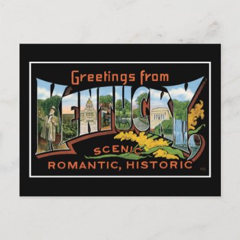 Greetings From Kentucky Historic Romantic Vintage Postcard by scenesfromthepast at Zazzle