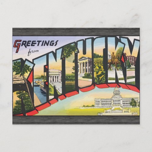 Greetings From Kentucky Vintage Postcard