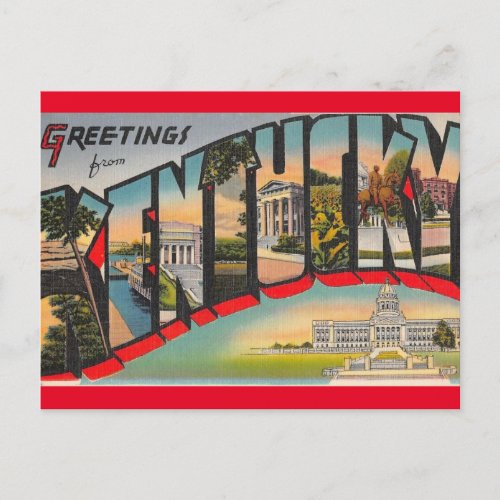 Greetings from Kentucky Vintage Travel Postcard