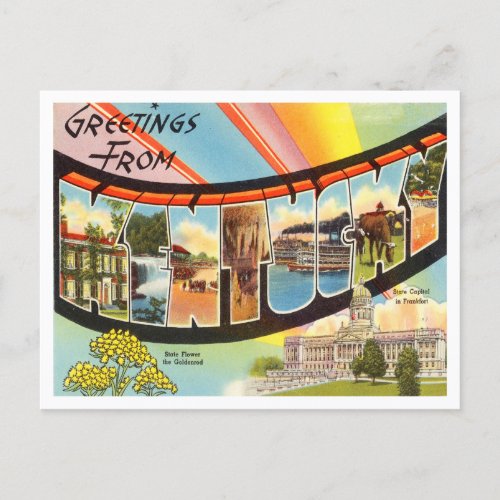 Greetings from Kentucky Vintage Travel Postcard