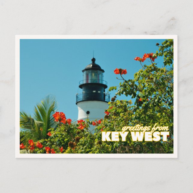 Greetings from Key West Florida Retro Lighthouse Postcard (Front)