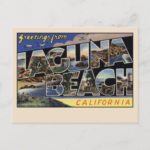 Greetings from Laguna Beach California Vintage Postcard