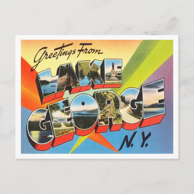 Greetings from Lake George, New York Travel Postcard (Front)