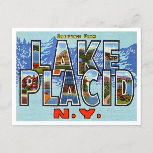 Greetings from Lake Placid New York Travel Postcard