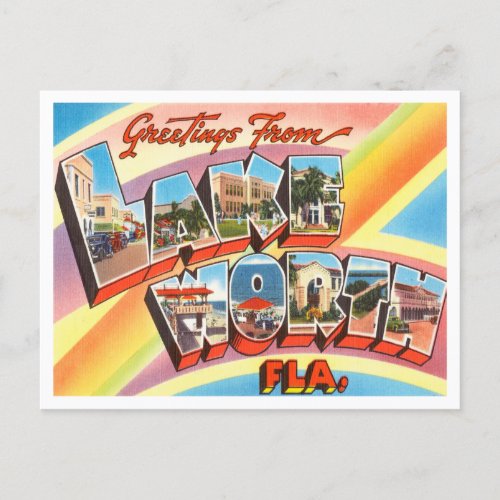 Greetings from Lake Worth Florida Vintage Travel Postcard