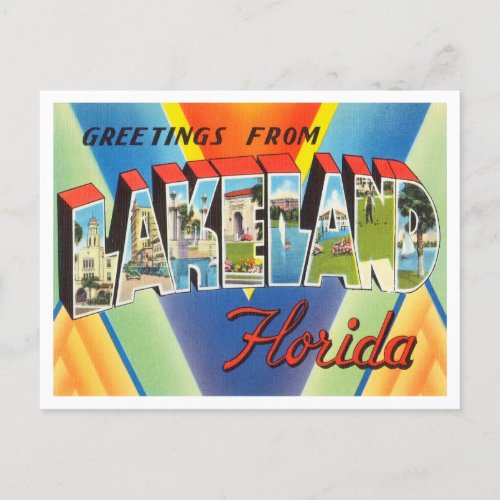 Greetings from Lakeland Florida Vintage Travel Postcard
