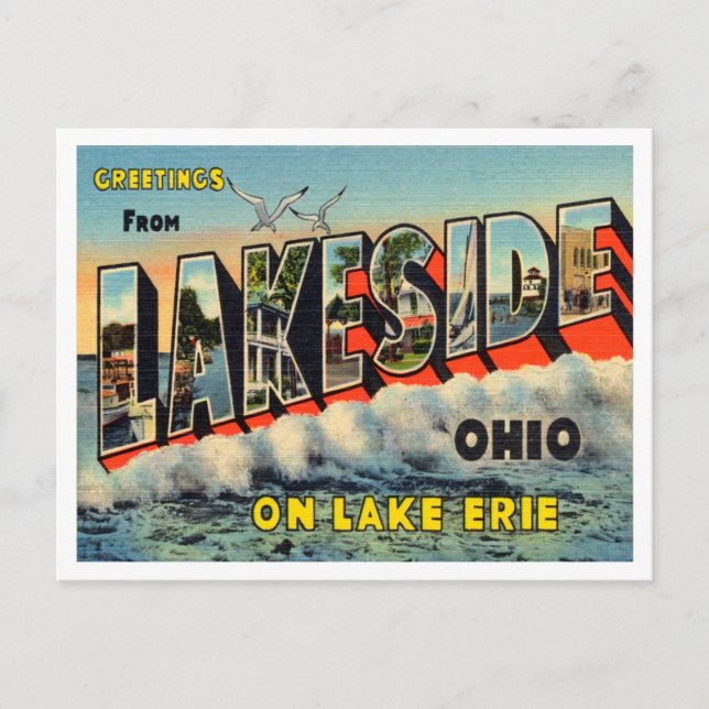 Greetings from Lakeside, Ohio Vintage Travel Postcard (Front)