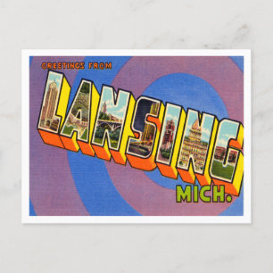 Greetings from Lansing, Michigan Vintage Travel Postcard