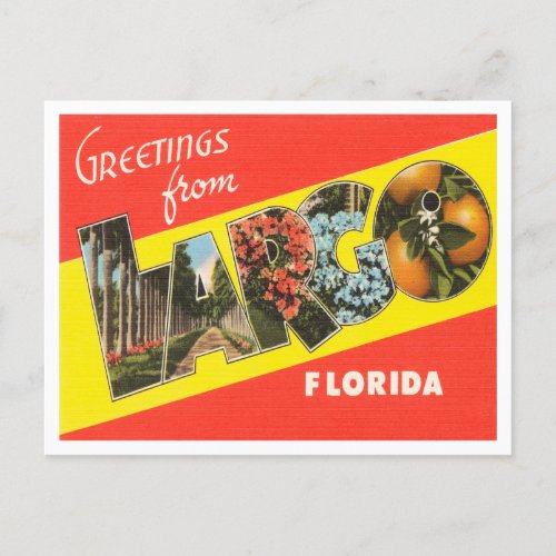 Greetings from Largo Florida Vintage Travel Postcard