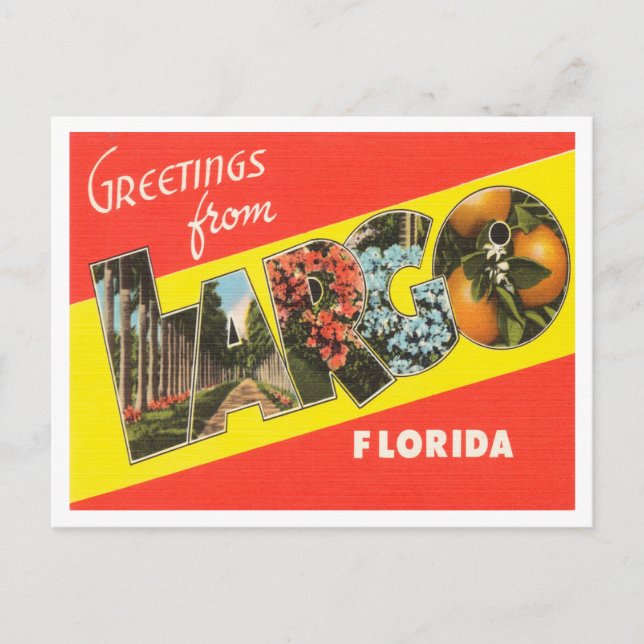 Greetings from Largo, Florida Vintage Travel Postcard (Front)