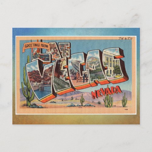 Greetings from LAS VEGAS Nevada Vintage  Postcard