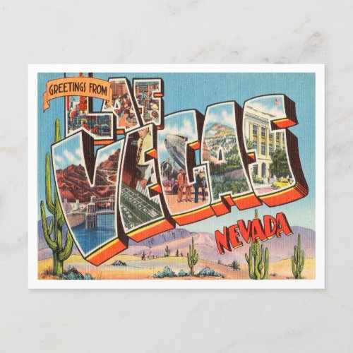 Greetings from Las Vegas Nevada Vintage Travel Postcard