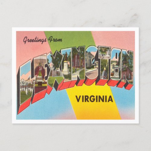 Greetings from Lexington Virginia Vintage Travel Postcard