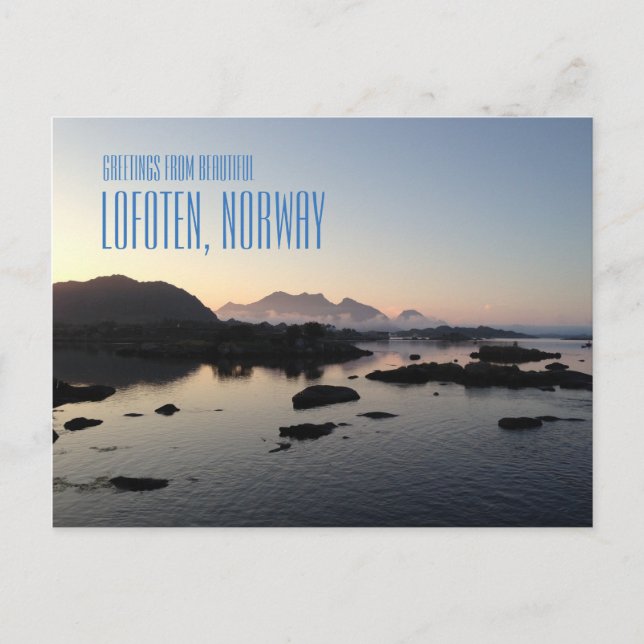 Greetings from Lofoten Islands, Norway photo card (Front)