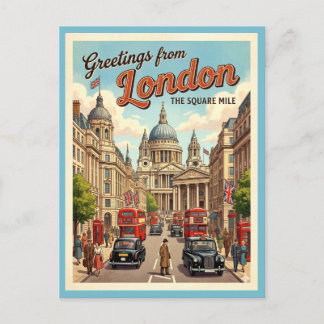 Greetings From London The Square Mile Retro 1950s  Postcard