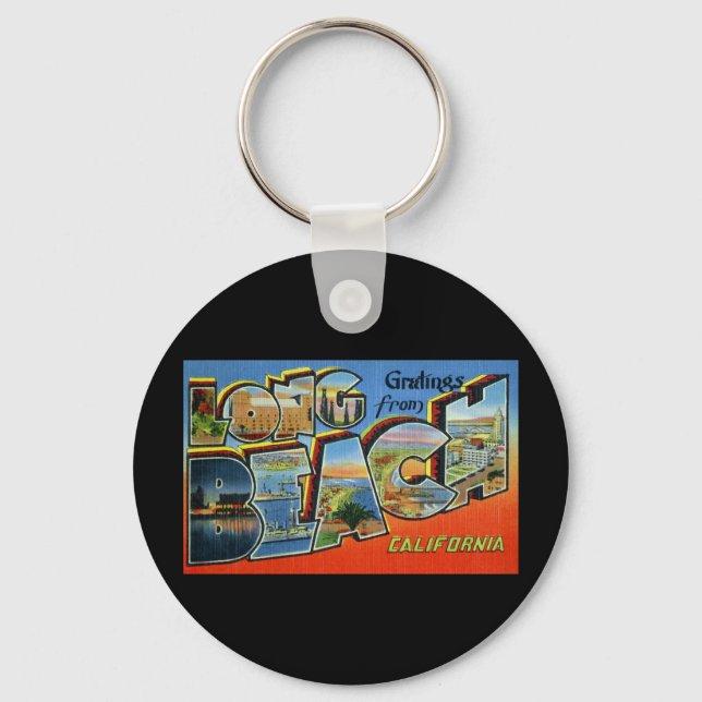Greetings from Long Beach California Keychain (Front)