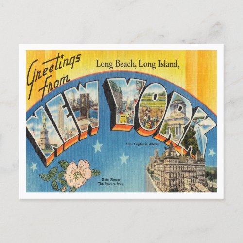 Greetings from Long Beach Long Island New York Postcard