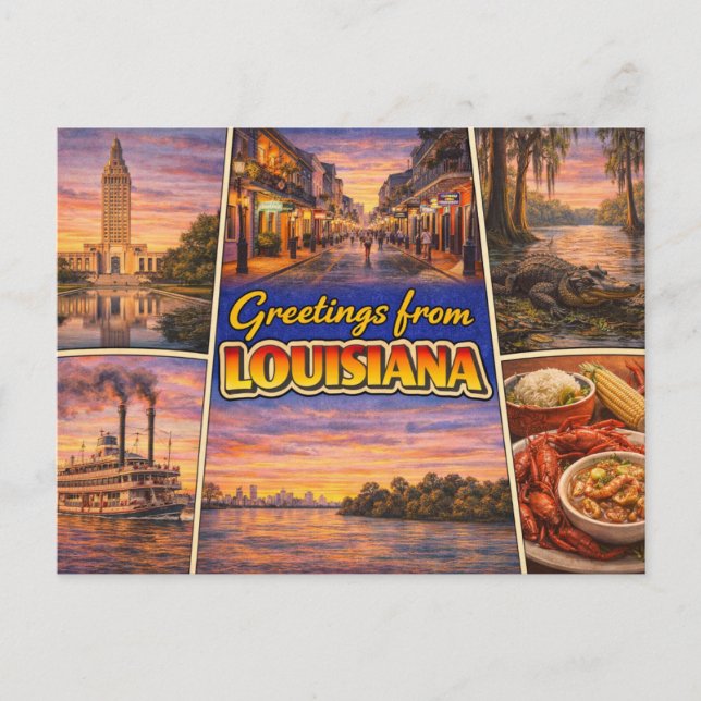Greetings From Louisiana Postcard (Front)