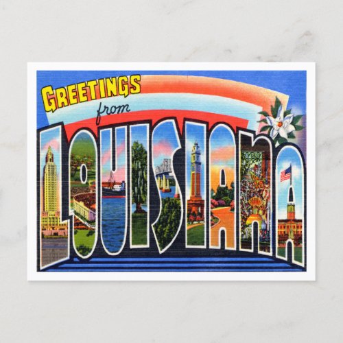 Greetings from Louisiana Vintage Travel Postcard