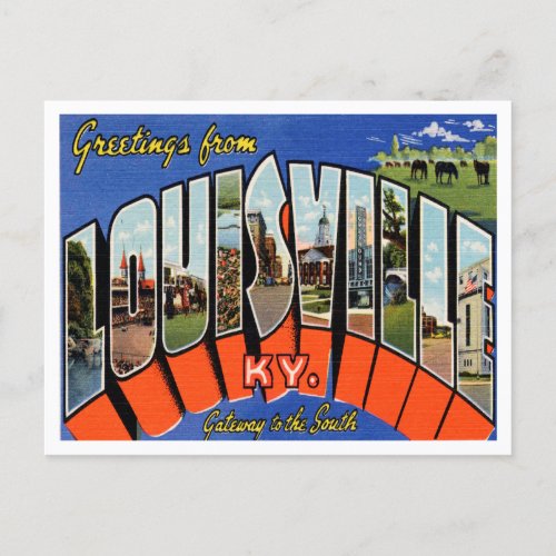 Greetings from Louisville Kentucky Vintage Travel Postcard
