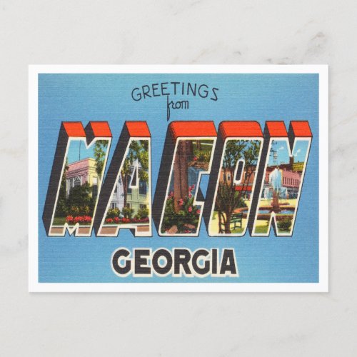 Greetings from Macon Georgia Vintage Travel Postcard