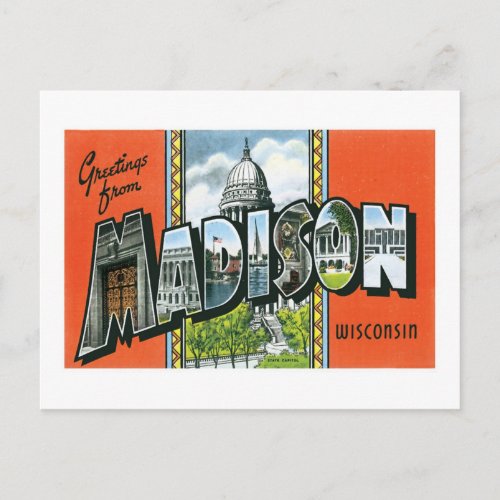 Greetings from Madison Wisconsin Postcard