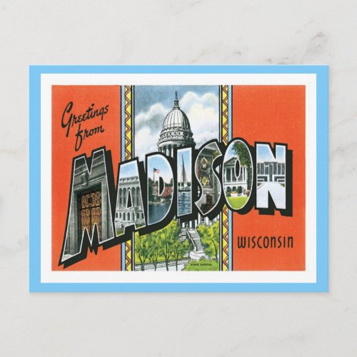 Greetings From Madison Wisconsin US City Postcard