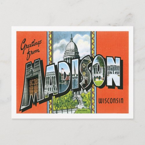 Greetings From Madison Wisconsin US City Postcard