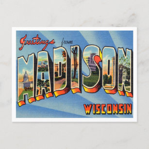 Greetings from Madison, Wisconsin Vintage Travel Postcard