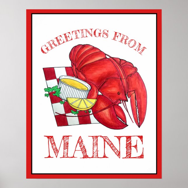 Greetings from Maine Lobster Shack Seafood Dinner Poster (Front)