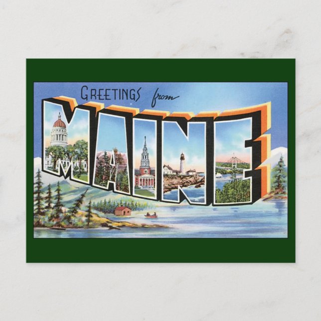 Greetings From Maine Postcard (Front)