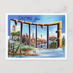 Greetings from Maine Vintage Travel Postcard