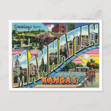 Greetings from Manhattan, Kansas Vintage Travel Postcard