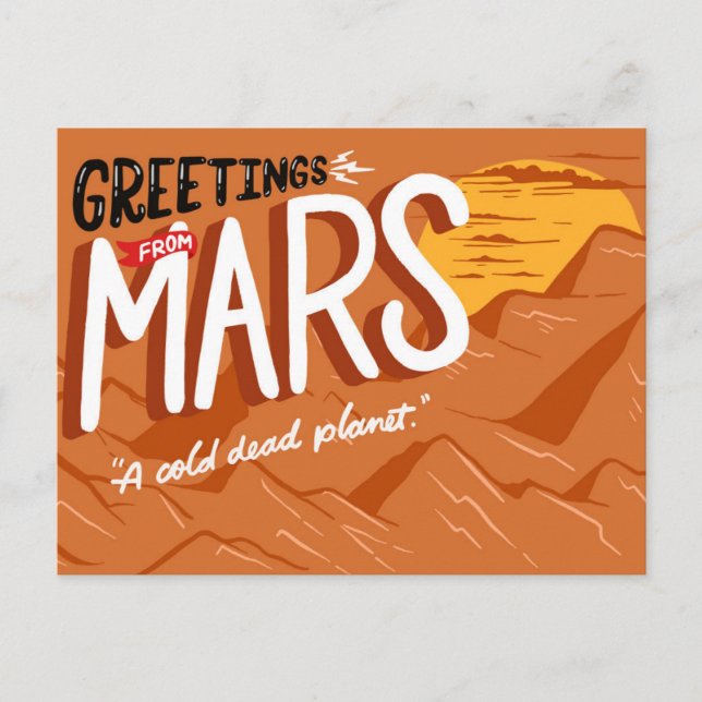 Greetings from Mars Space Travel Humor Postcard (Front)