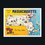 Greetings from Massachusetts, The Bay State Travel Postcard<br><div class="desc">Greetings from Massachusetts,  The Bay State Vintage Travel Postcard</div>