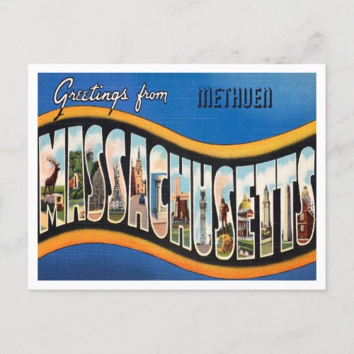 Greetings from Methuen Massachusetts Travel Postcard