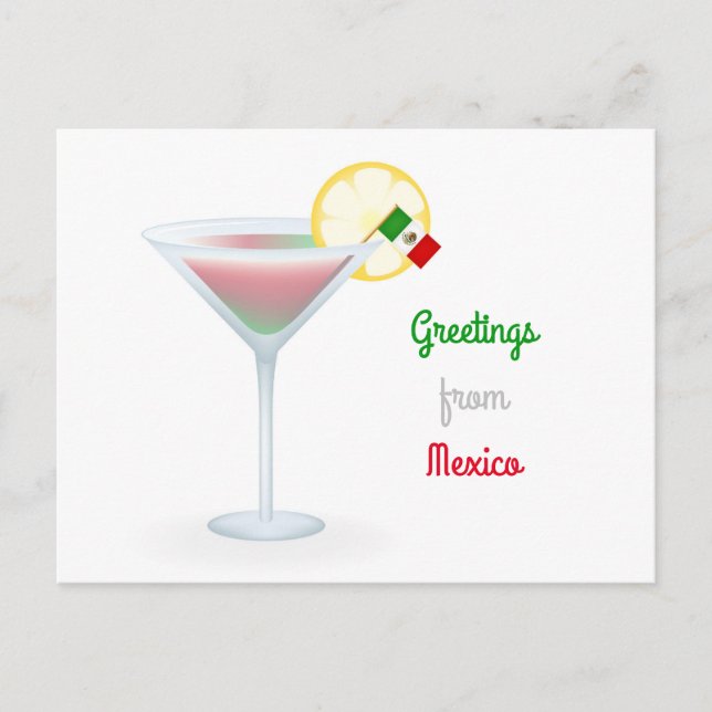 Greetings From Mexico Cocktail Holiday Card (Front)