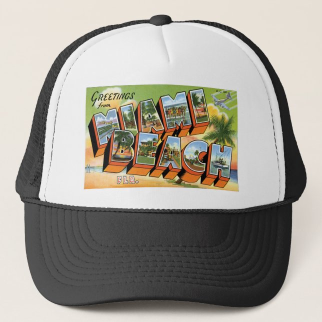 Greetings from Miami Beach, Florida! Trucker Hat (Front)