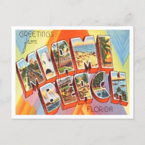 Greetings from Miami Beach Florida Vintage Travel Postcard