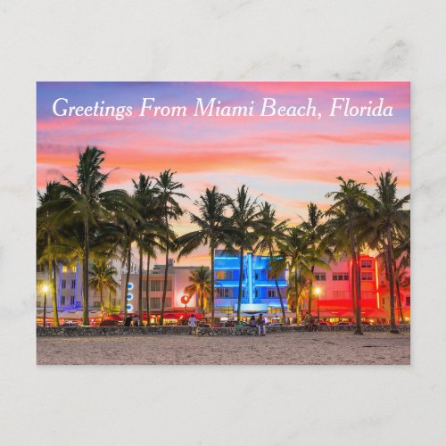 Greetings From Miami Beach Postcard