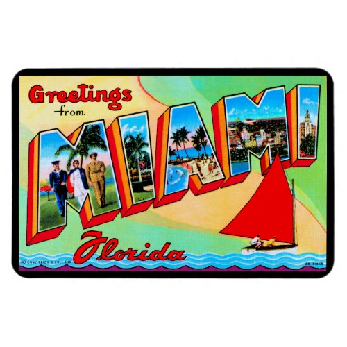 Greetings from Miami Florida Postcard Magnet