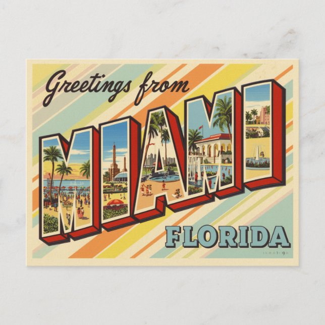 Greetings from Miami, Florida Vintage Postcard (Front)