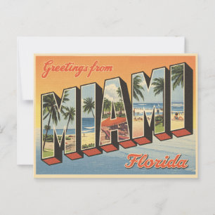 Greetings from Miami Florida Vintage Postcard