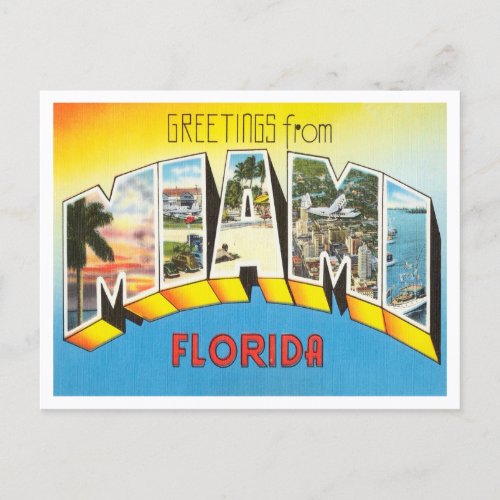 Greetings from Miami Florida Vintage Travel Postcard