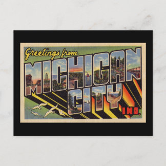 Greetings from Michigan City Indiana Postcard