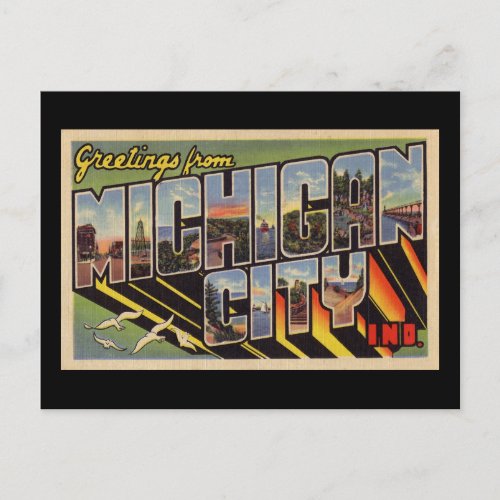 Greetings from Michigan City Indiana Postcard