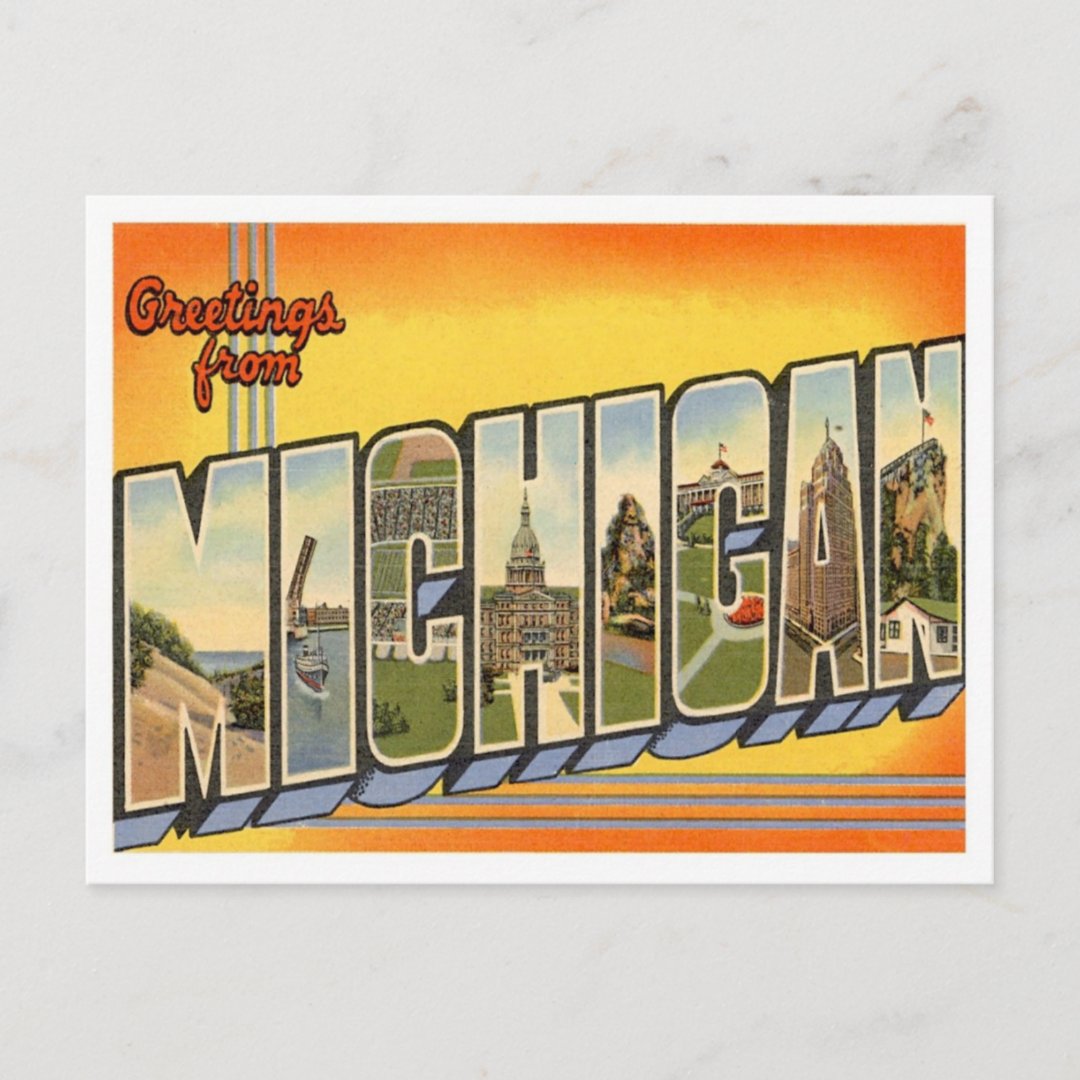 Greetings From Michigan Postcard | Zazzle