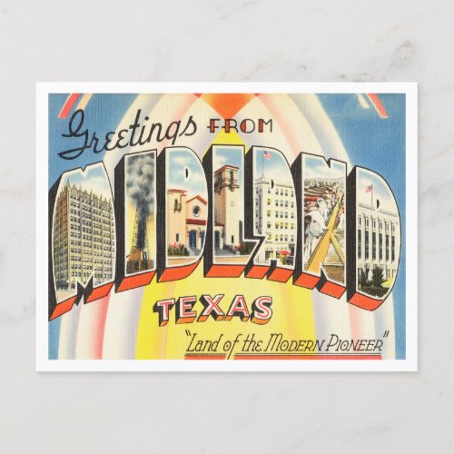 Greetings from Midland Texas Vintage Travel Postcard