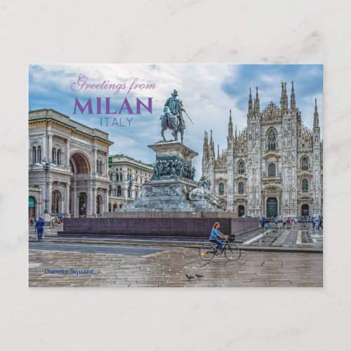 Greetings from Milan Italy Postcard Scenic Milano