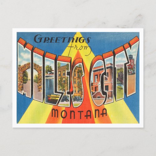 Greetings from Miles City Montana Vintage Travel Postcard
